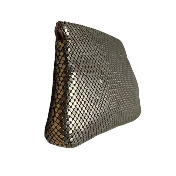 Vintage Gold-Tone Metal Mesh Zippered Pouch Clutch Bag Sz S - Picture 3 of 7
